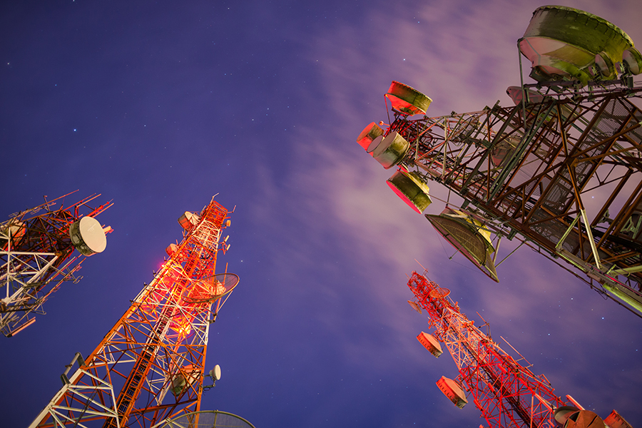 A group of cell towers.
